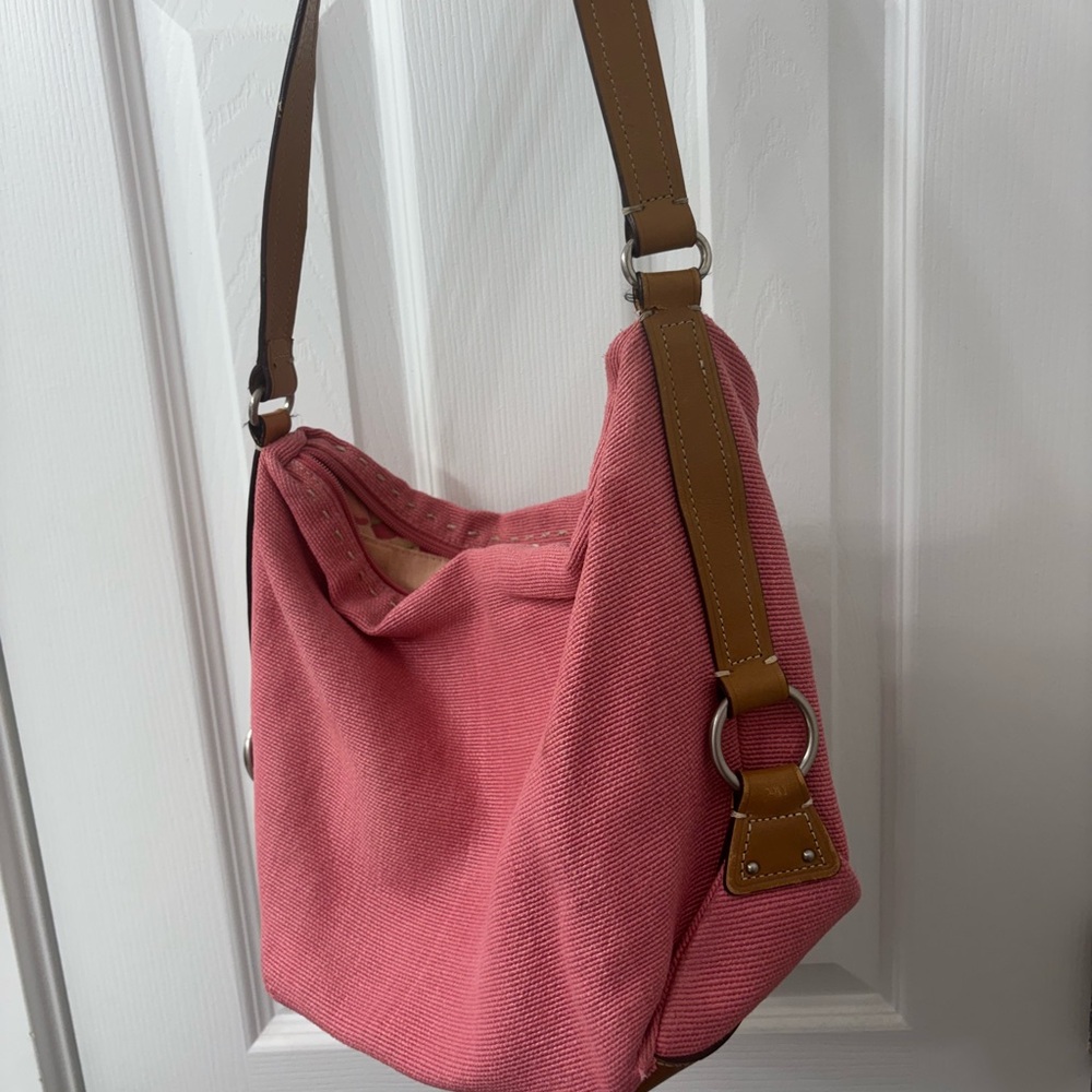 Vintage FOSSIL Pink Canvas Shoulder Bag